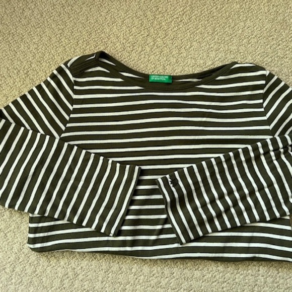 Benetton 3/4 sleeve t-shirt, stripes - Picture 1 of 5